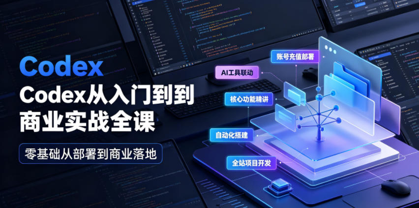 Codex从入门到商业实战全课｜账号充值部署、AI工具联动、核心功能精讲、自动化搭建、全站项目开发零基础教程-明楼资源站