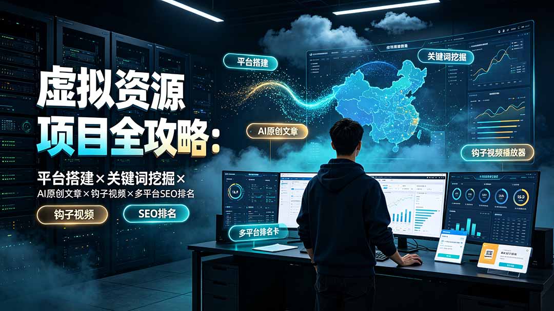 虚拟资源项目全攻略：平台搭建×关键词挖掘×AI原创文章×钩子视频×多平台SEO排名-明楼资源站
