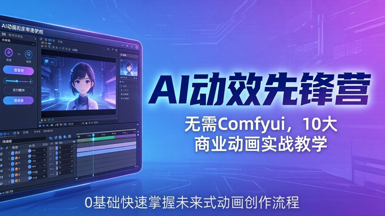 AI 动效先锋营：无需Comfyui，10大商业动画实战教学，0基础快速掌握未来式动画创作流程-明楼资源站