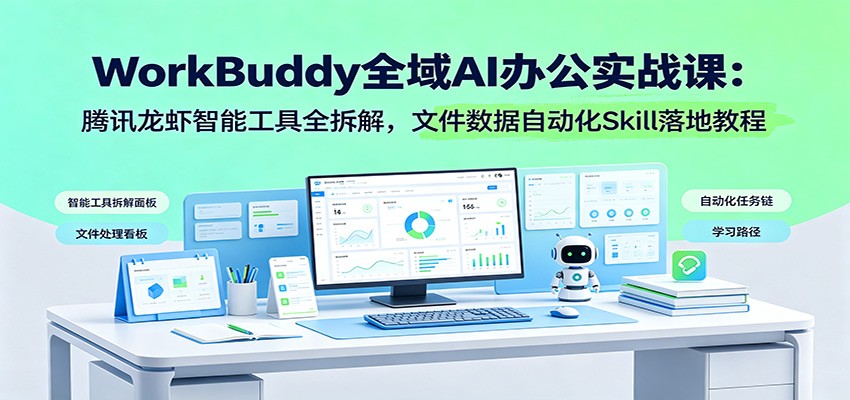 WorkBuddy全域AI办公实战课：腾讯龙虾智能工具全拆解，文件数据自动化Skill落地教程-明楼资源站