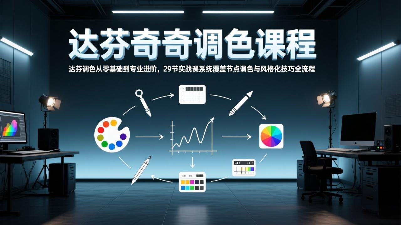达芬奇调色从零基础到专业进阶，29节实战课系统覆盖节点调色与风格化技巧全流程-明楼资源站