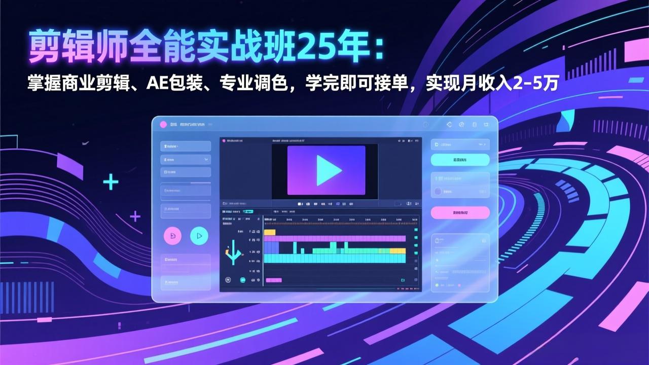 剪辑师全能实战班25年：掌握商业剪辑、AE包装、专业调色，学完即可接单，实现月收入2-5万-明楼资源站