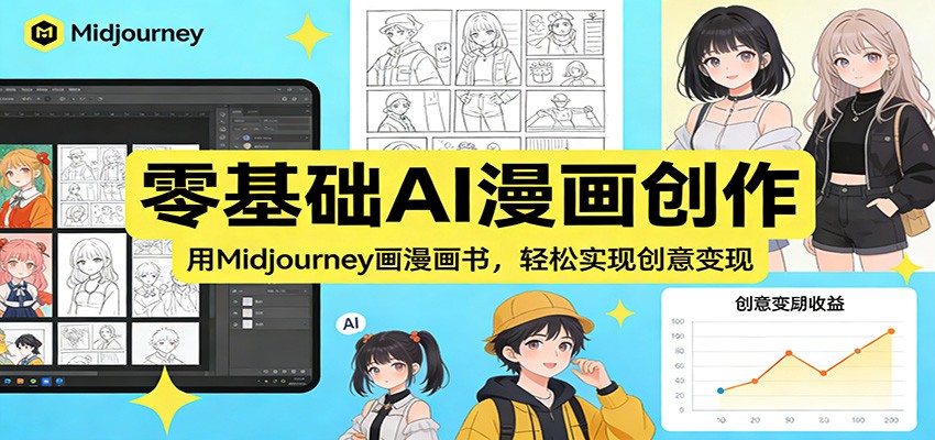 图片[1]-零基础AI漫画创作：用Midjourney画漫画书，轻松实现创意变现-明楼资源站