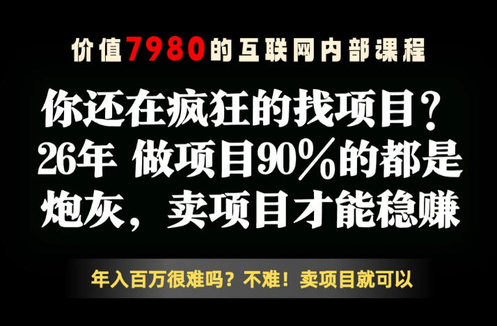 26年请不要疯狂的找项目了，卖项目远比你想象的暴利，你也可以月入10W+【揭秘】-明楼资源站