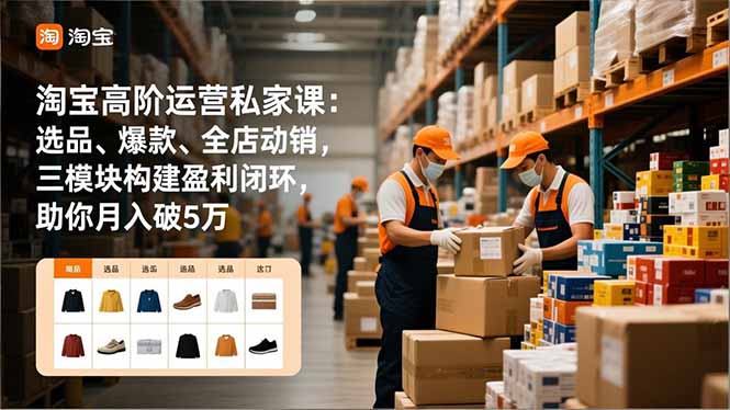 淘宝高阶运营私家课：选品、爆款、全店动销，三模块构建盈利闭环，助你月入破5万(更新12月-明楼资源站