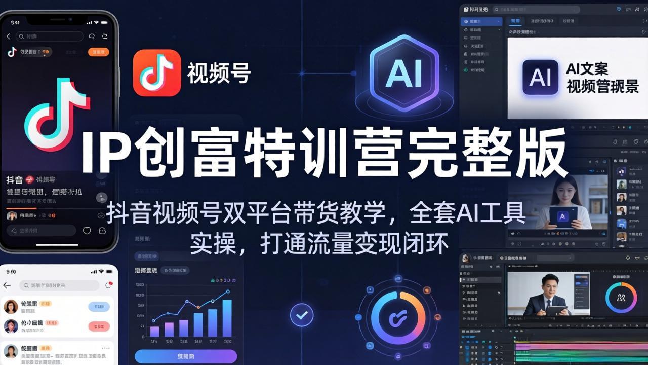 IP创富特训营完整版：抖音视频号双平台带货教学，全套AI工具实操，打通流量变现闭环-明楼资源站