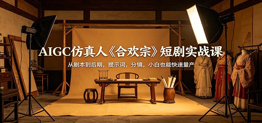 AIGC仿真人《合欢宗》短剧实战课：从剧本到后期，提示词，分镜，小白也能快速量产-明楼资源站