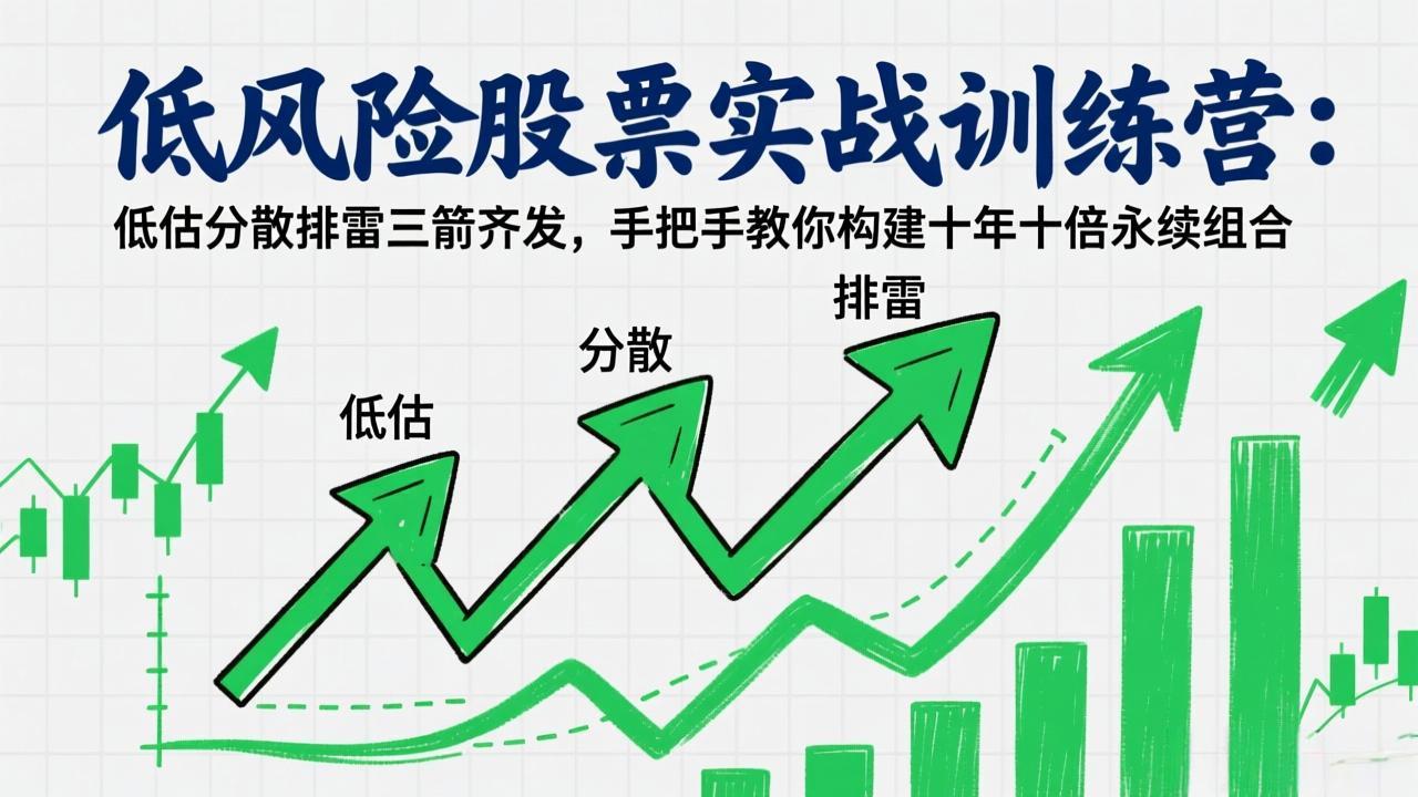 低风险股票实战训练营：低估分散排雷三箭齐发，手把手教你构建十年十倍永续组合-明楼资源站