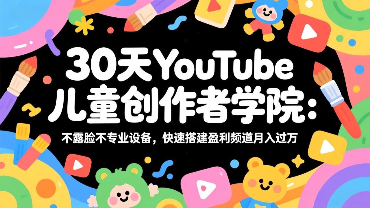 30天YouTube儿童创作者学院：不露脸不专业设备，快速搭建盈利频道月入过万-明楼资源站