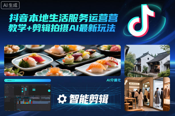 抖音本地生活服务运营教学+剪辑拍摄AI最新玩法-明楼资源站