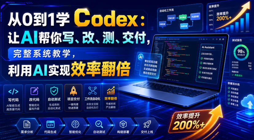 从0到1学Codex：让AI帮你写、改、测、交付，完整系统教学，利用AI实现效率翻倍-明楼资源站