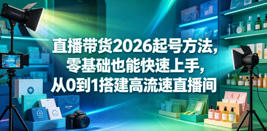 直播带货2026起号方法，零基础也能快速上手，从0到1搭建高流速直播间-明楼资源站