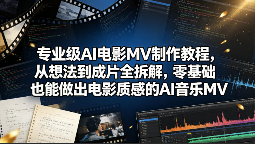 专业级AI电影MV制作教程，从想法到成片全拆解，零基础也能做出电影质感的AI音乐MV-明楼资源站