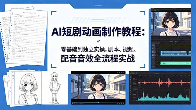 AI短剧动画制作教程：零基础到独立实操，剧本、视频、配音音效全流程实战-明楼资源站