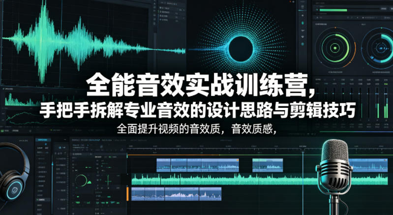全能音效实战训练营，手把手拆解专业音效的设计思路与剪辑技巧，全面提升视频的音效质感-明楼资源站
