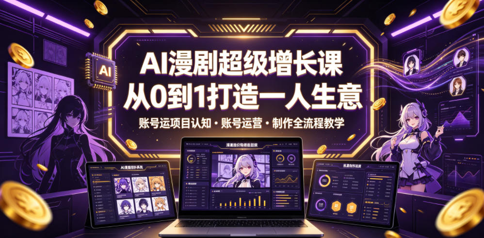 AI漫剧超级增长课，从0到1打造一人生意，项目认知・账号运营・制作全流程教学-明楼资源站