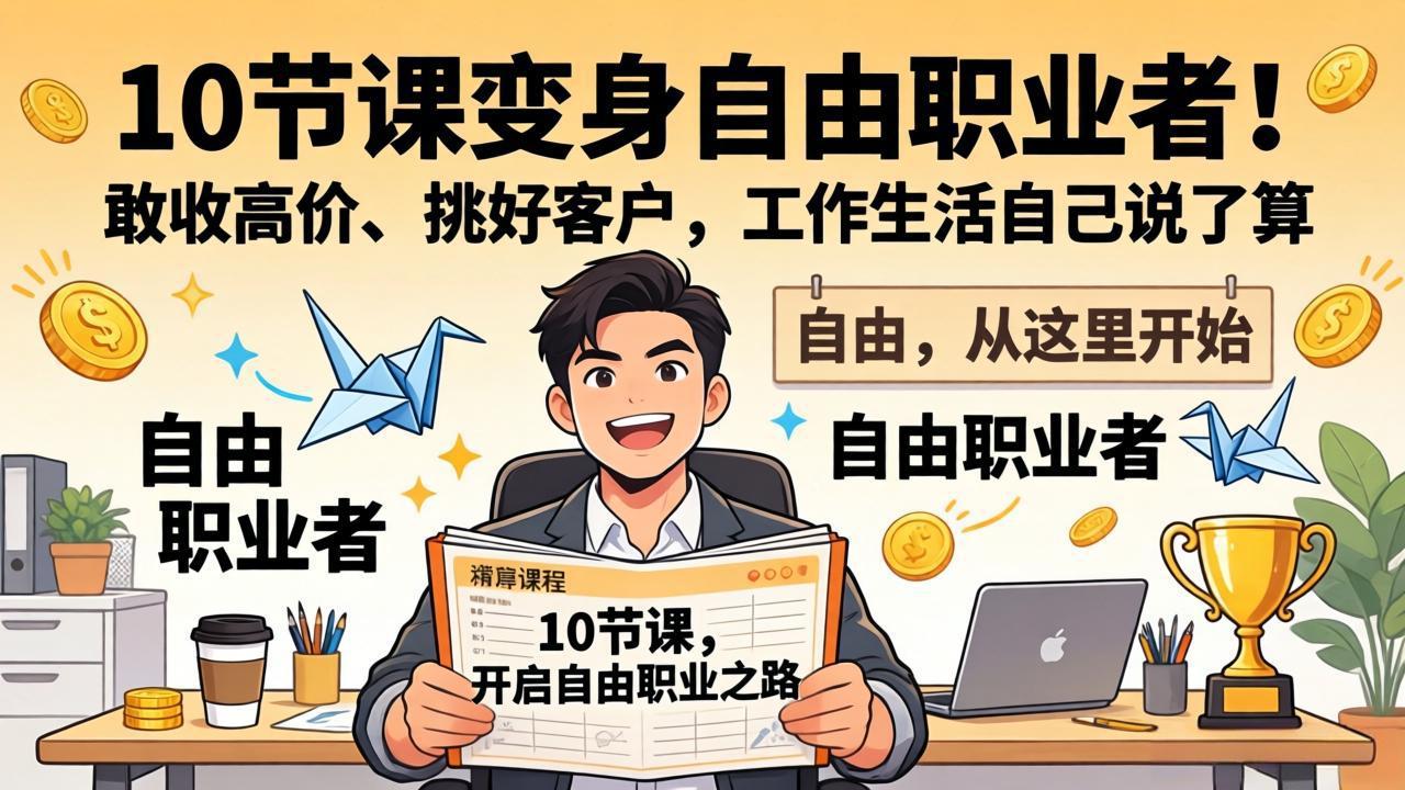 10 节课变身自由职业者！敢收高价、挑好客户，工作生活自己说了算-明楼资源站