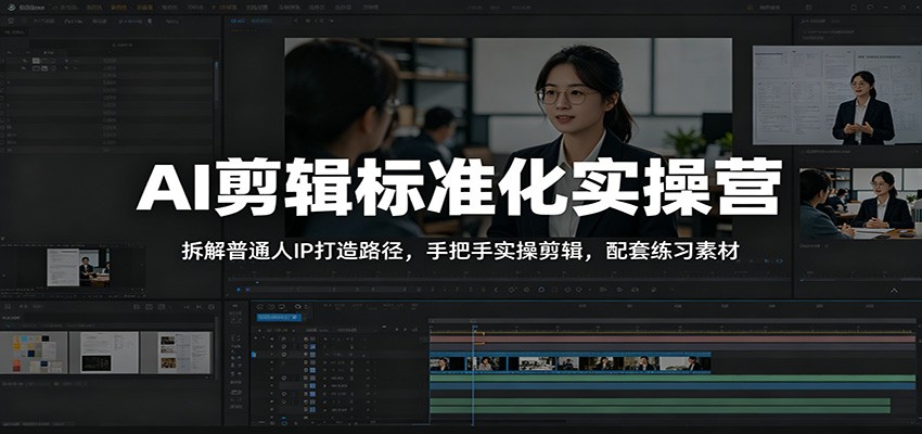 AI剪辑标准化实操营：拆解普通人IP打造路径，手把手实操剪辑，配套练习素材-明楼资源站