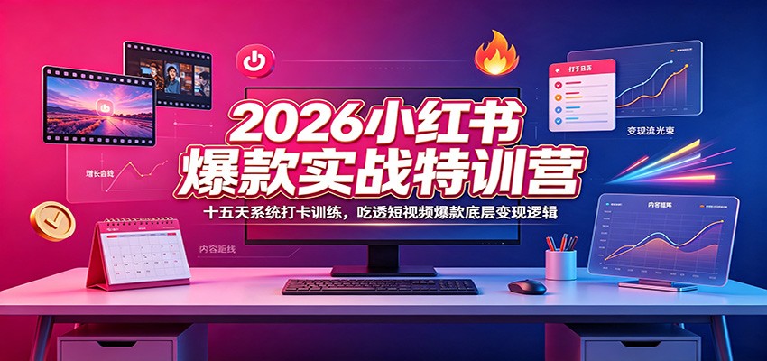 2026小红书爆款实战特训营：十五天系统打卡训练，吃透短视频爆款底层变现逻辑-明楼资源站