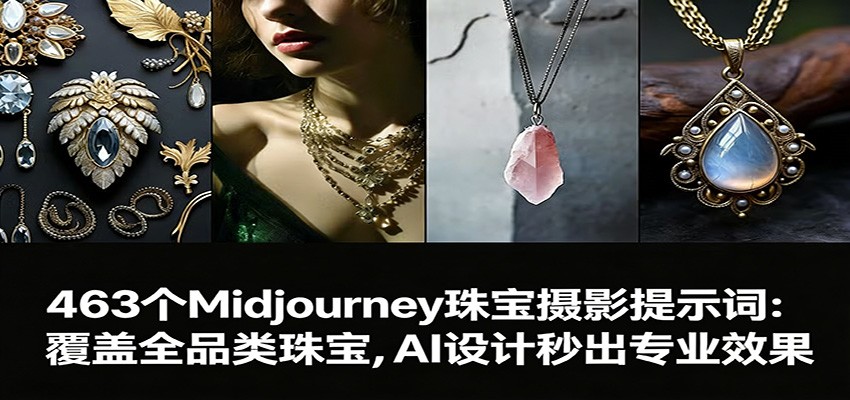 图片[1]-463个Midjourney珠宝摄影提示词：覆盖全品类珠宝，AI设计秒出专业效果-明楼资源站