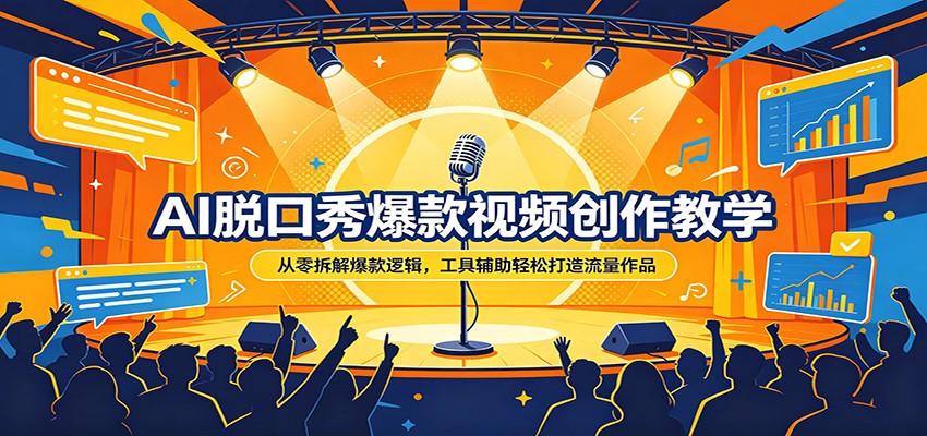 AI脱口秀爆款视频创作教学：从零拆解爆款逻辑，工具辅助轻松打造流量作品-明楼资源站