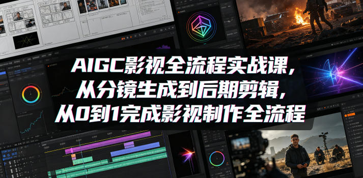 AIGC影视全流程实战课，从分镜生成到后期剪辑，从0到1完成影视制作全流程-明楼资源站