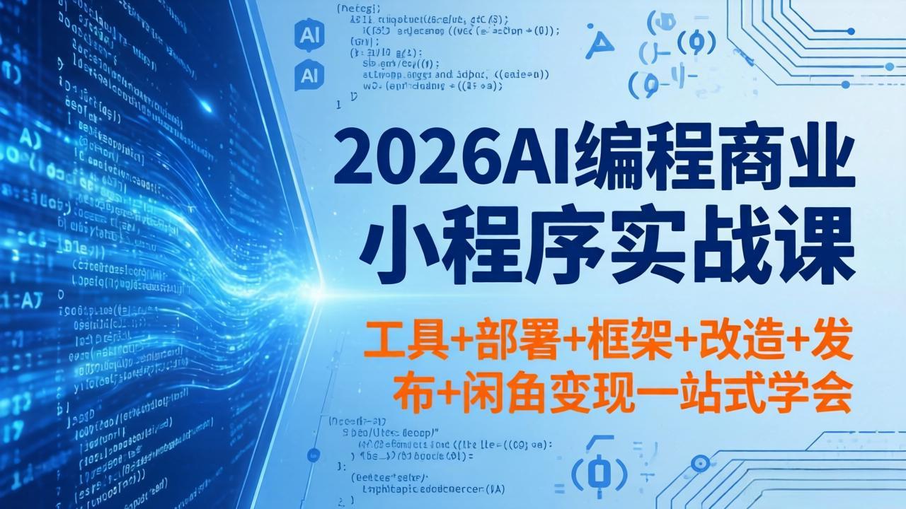 2026AI编程商业小程序实战课，工具+部署+框架+改造+发布+闲鱼变现一站式学会-明楼资源站