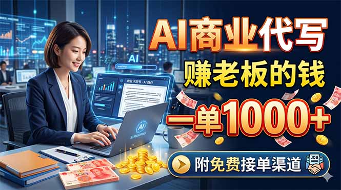 AI商业代写，赚老板的钱，一单1000+，附免费接单渠道-明楼资源站