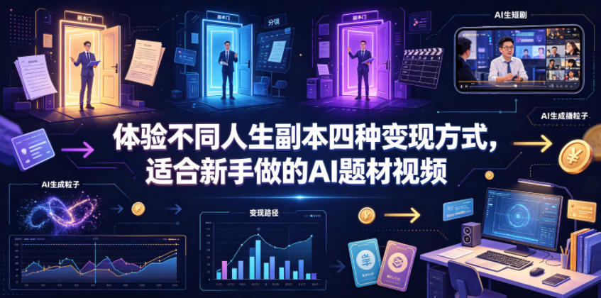 体验不同人生副本四种变现方式，适合新手做的AI题材视频-明楼资源站