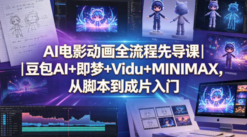 AI电影动画全流程先导课｜豆包AI+即梦+Vidu+MINIMAX，从脚本到成片入门-明楼资源站