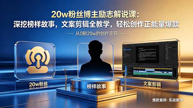 20w粉丝博主励志解说课：深挖榜样故事，文案剪辑全教学，轻松创作正能量爆款-明楼资源站