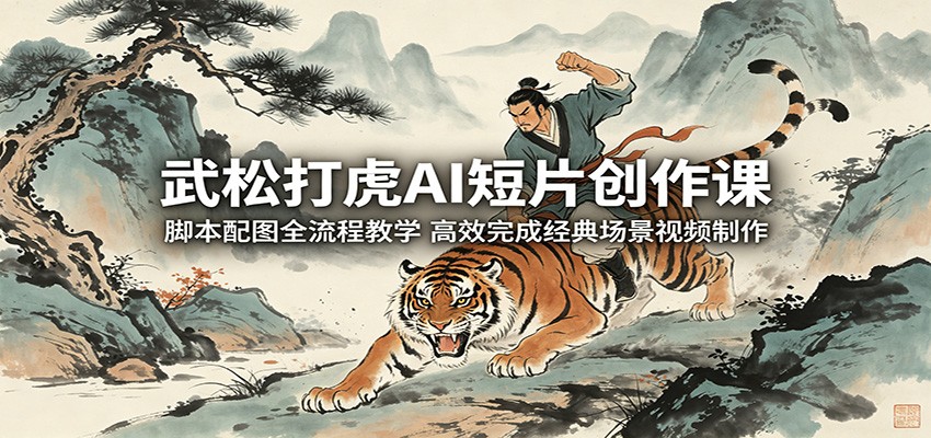 武松打虎AI短片创作课：脚本配图全流程教学，高效完成经典场景视频制作-明楼资源站