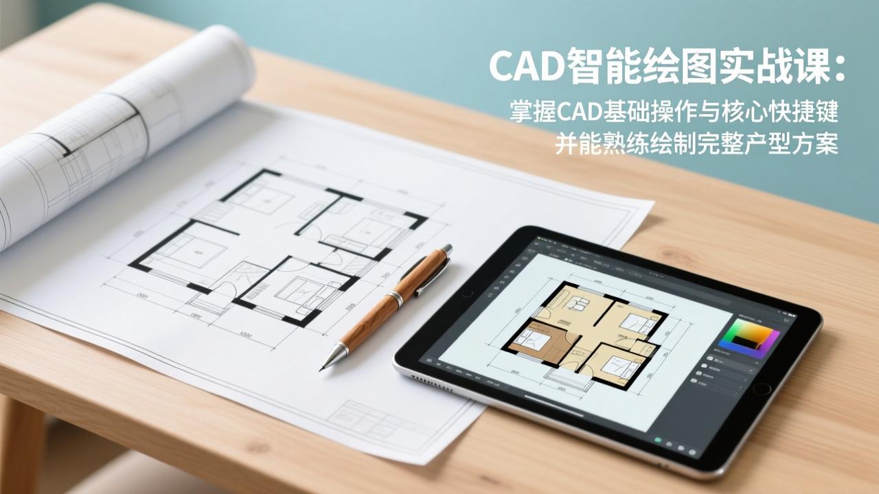 CAD智能绘图实战课：掌握CAD基础操作与核心快捷键，并能熟练绘制完整户型方案-明楼资源站