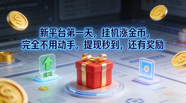 新平台第一天，挂G涨金币，完全不用动手，提现秒到，还有奖励【揭秘】-明楼资源站