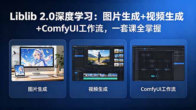 Liblib 2.0深度学习：图片生成+视频生成+ComfyUI工作流，一套课全掌握-明楼资源站