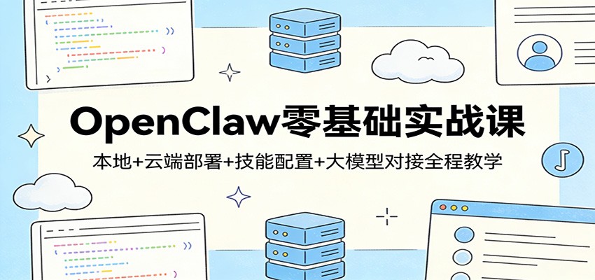 OpenClaw零基础实战课：本地+云端部署+技能配置+大模型对接全程教学-明楼资源站