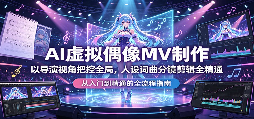 AI虚拟偶像MV制作：以导演视角把控全局，人设词曲分镜剪辑全精通-明楼资源站
