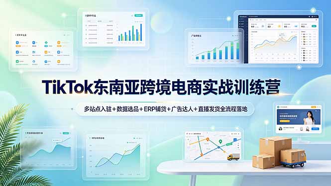 TikTok东南亚跨境电商实战训练营：多站点入驻+数据选品+ERP铺货+广告达人+直播发货全流程落地-明楼资源站