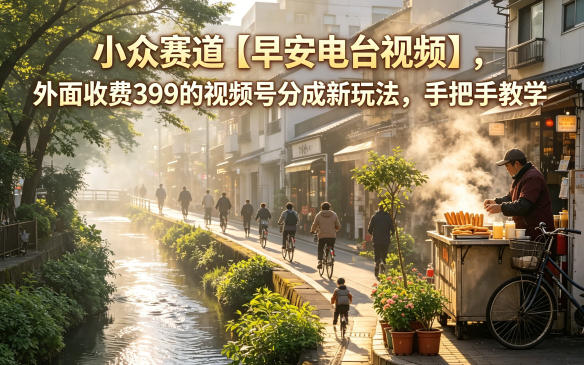 小众赛道【早安电台视频】，外面收费399的视频号分成新玩法，手把手教学-明楼资源站