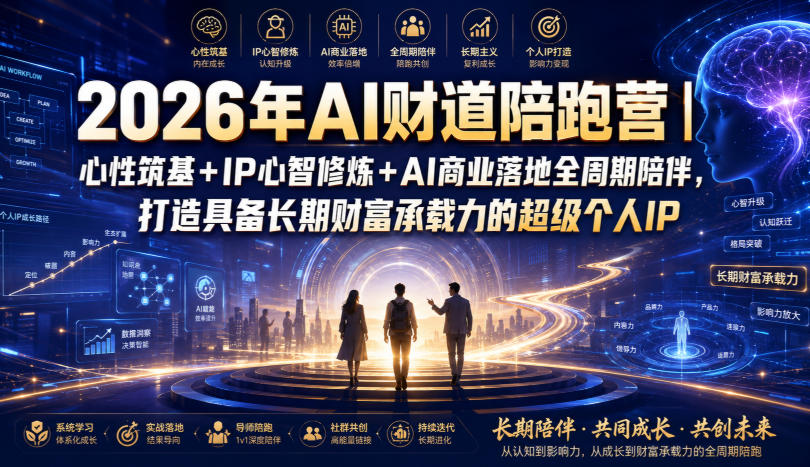 2026年AI财道陪跑营｜心性筑基+IP心智修炼+AI商业落地全周期陪伴，打造具备长期财富承载力的超级个人IP-明楼资源站