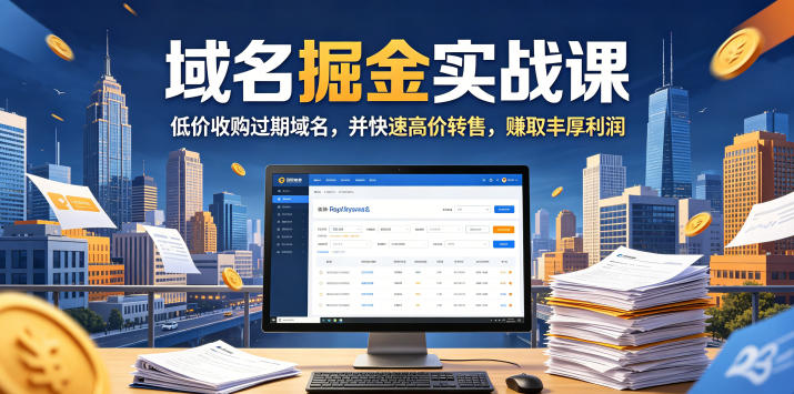 域名交易掘金实战课，低价收购过期域名，并快速高价转售，賺取丰厚利润【原创双语字幕】-明楼资源站