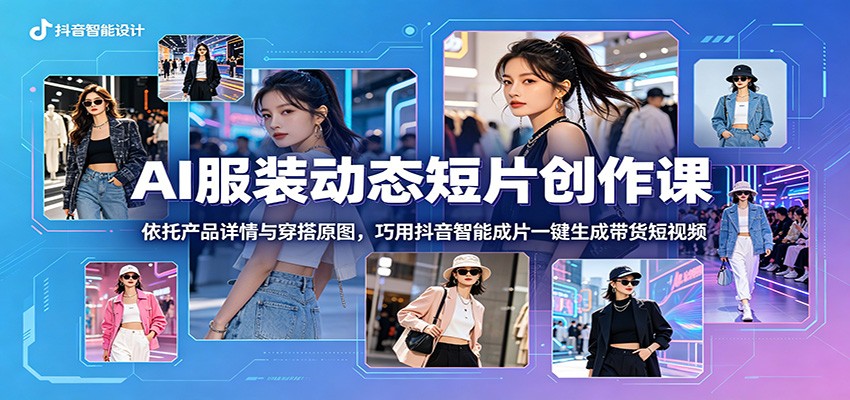 AI服装动态短片创作课：依托产品详情与穿搭原图，巧用抖音智能成片一键生成带货短视频-明楼资源站