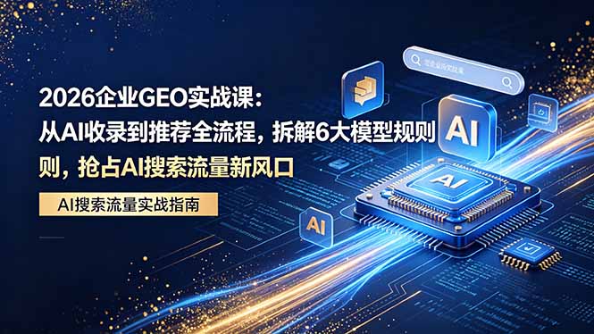 2026 企业GEO实战课：从AI收录到推荐全流程，拆解6大模型规则，抢占 AI 搜索流量新风口-明楼资源站