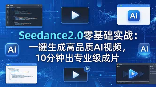 Seedance2.0零基础实战：一键生成高品质AI视频，10分钟出专业级成片-明楼资源站
