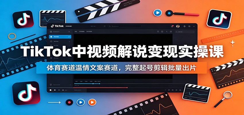 TikTok中视频解说变现实操课：体育赛道温情文案赛道，完整起号剪辑批量出片-明楼资源站