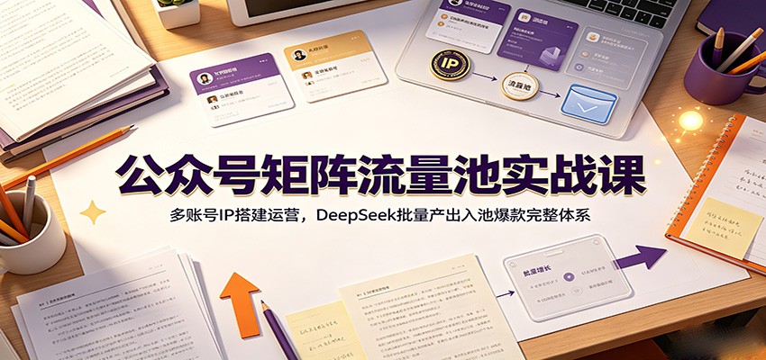 公众号矩阵流量池实战课：多账号IP搭建运营，DeepSeek批量产出入池爆款完整体系-明楼资源站