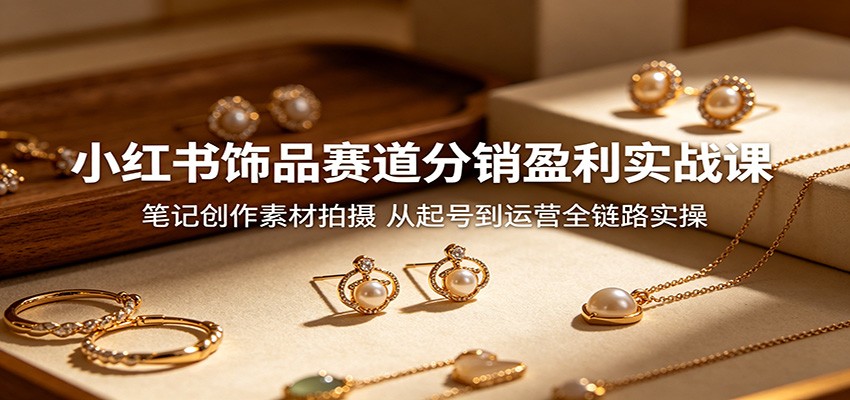 小红书饰品赛道分销盈利实战课：笔记创作素材拍摄，从起号到运营全链路实操-明楼资源站