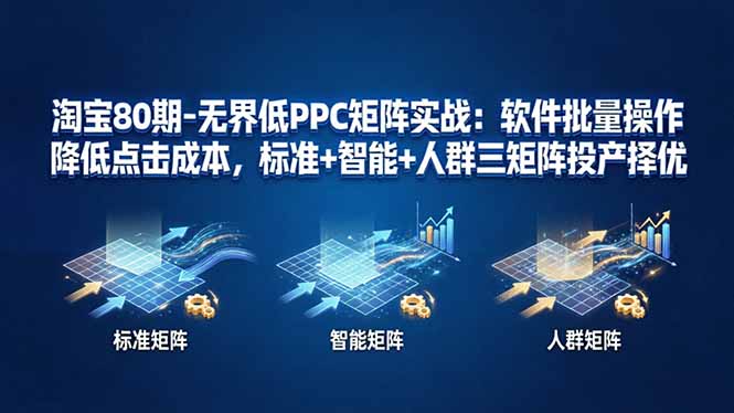 淘宝80期-无界低PPC矩阵实战：软件批量操作降低点击成本，标准+智能+人群三矩阵投产择优-明楼资源站