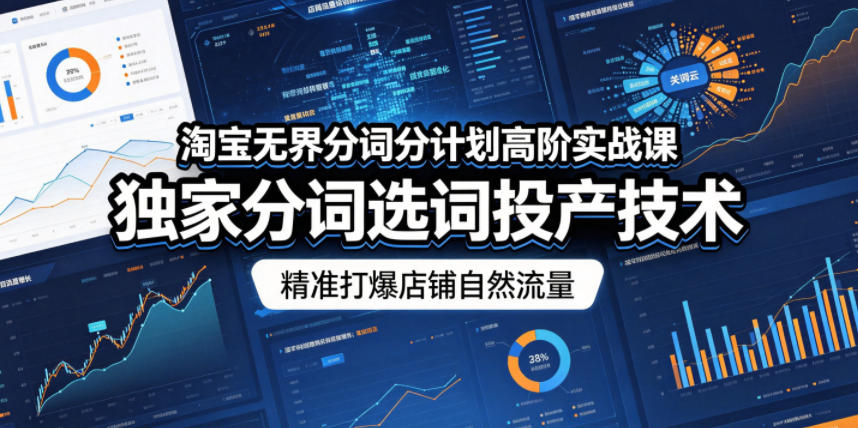 淘宝无界分词分计划高阶实战课，独家分词选词投产技术，精准打爆店铺自然流量-明楼资源站