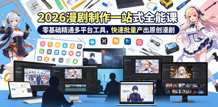 2026 AI漫剧制作一站式全能课，零基础精通多平台工具，快速批量产出原创漫剧-明楼资源站